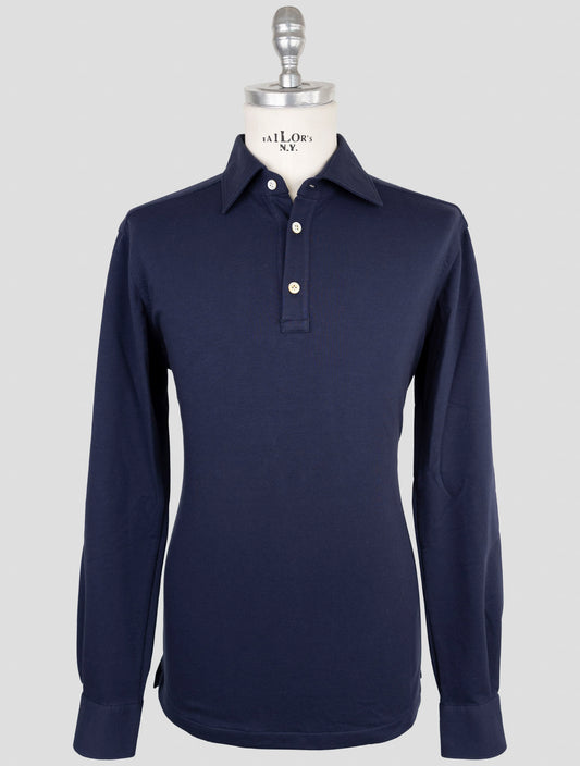 Kiton Blue Cotton Ea Sweater Polo