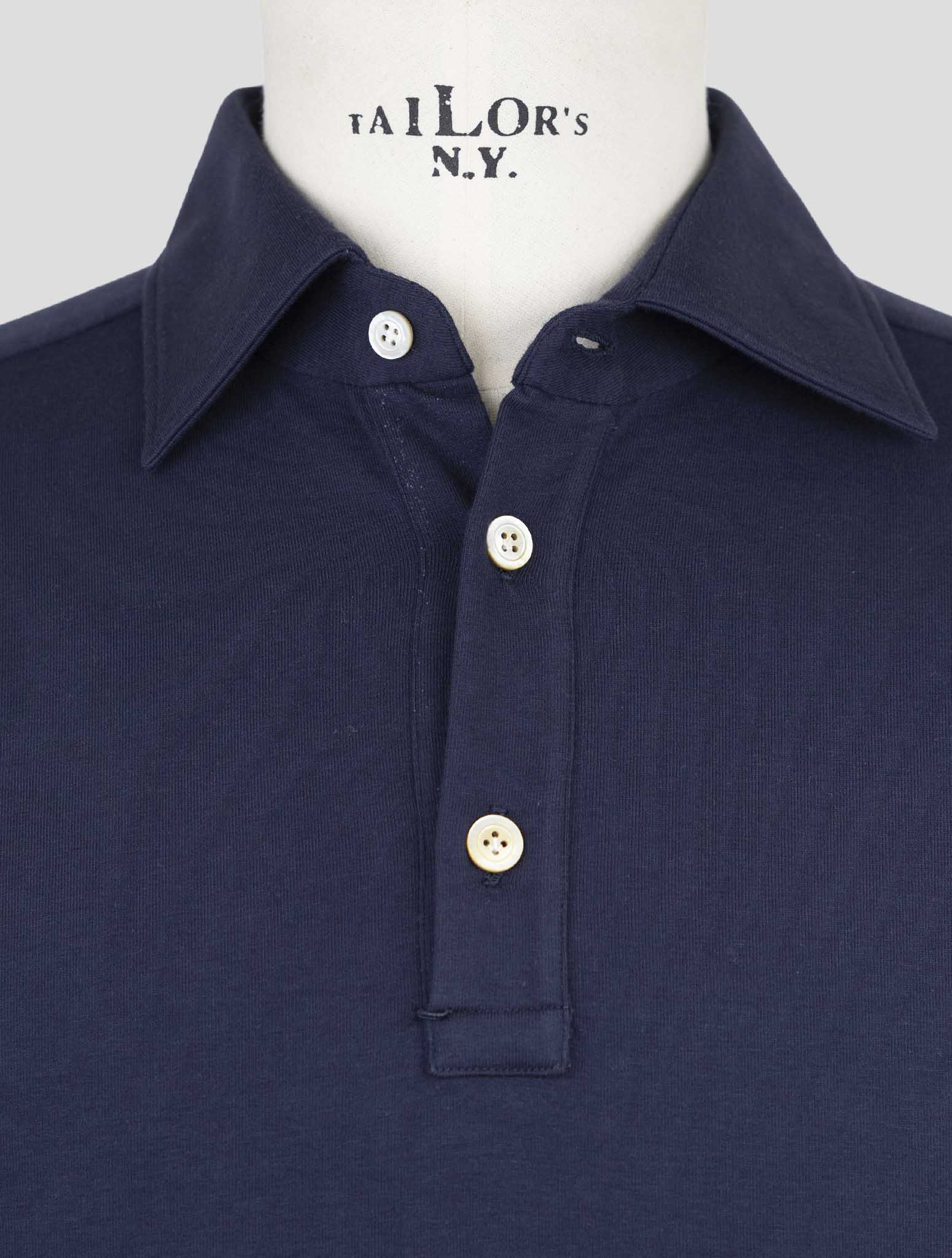 Kiton Blue Cotton Ea Sweater Polo