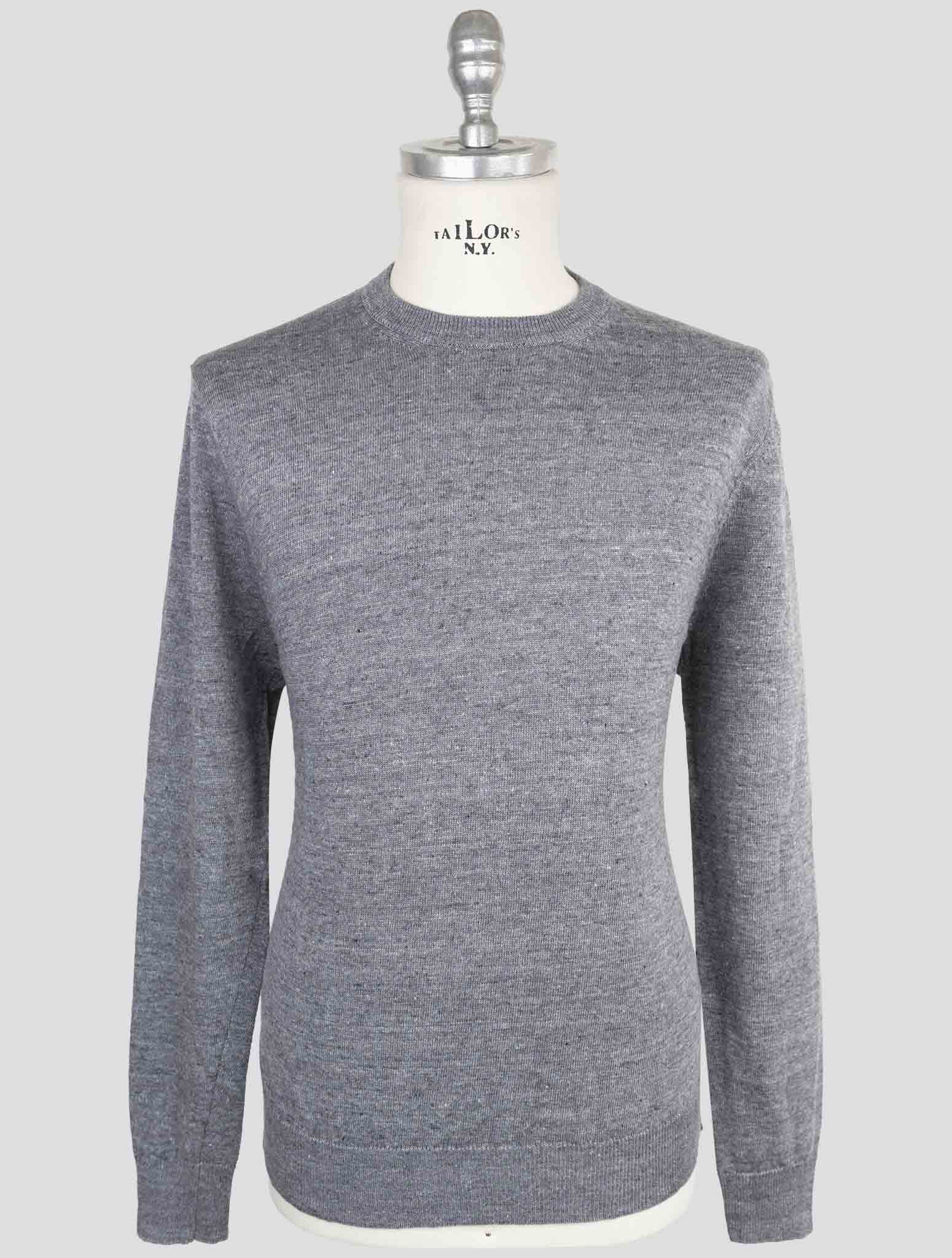 Kiton Knt Gray Linen Cotton Sweater Crewneck