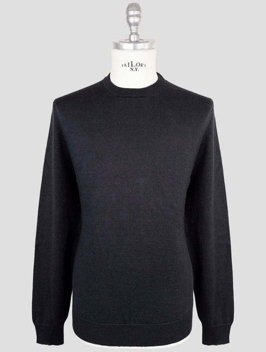 Kiton Knt Blue Linen Cotton Sweater Crewneck