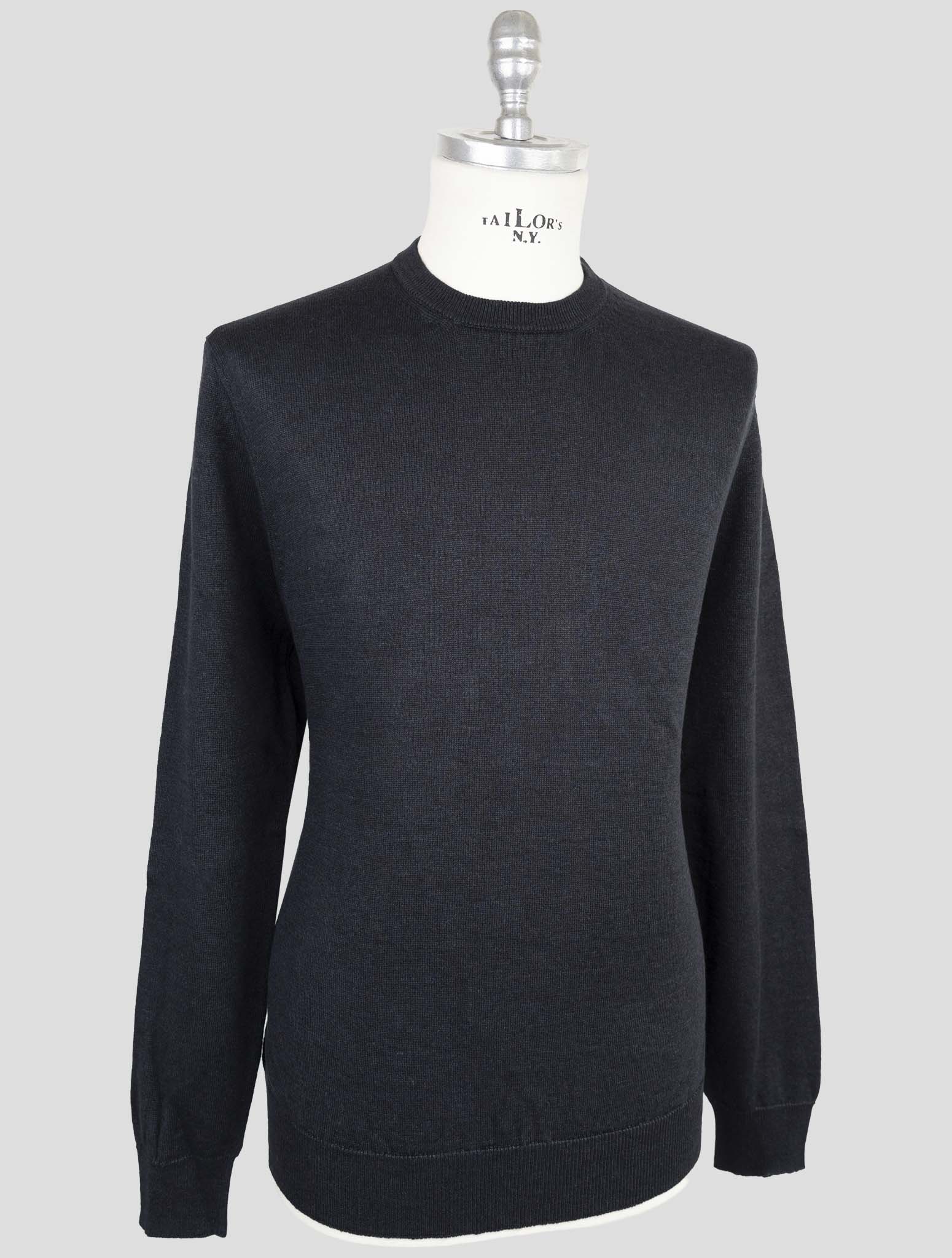 Kiton Knt Blue Linen Cotton Sweater Crewneck