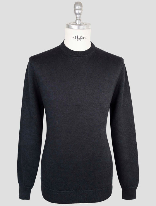 Kiton Knt Blue Linen Cotton Sweater Crewneck