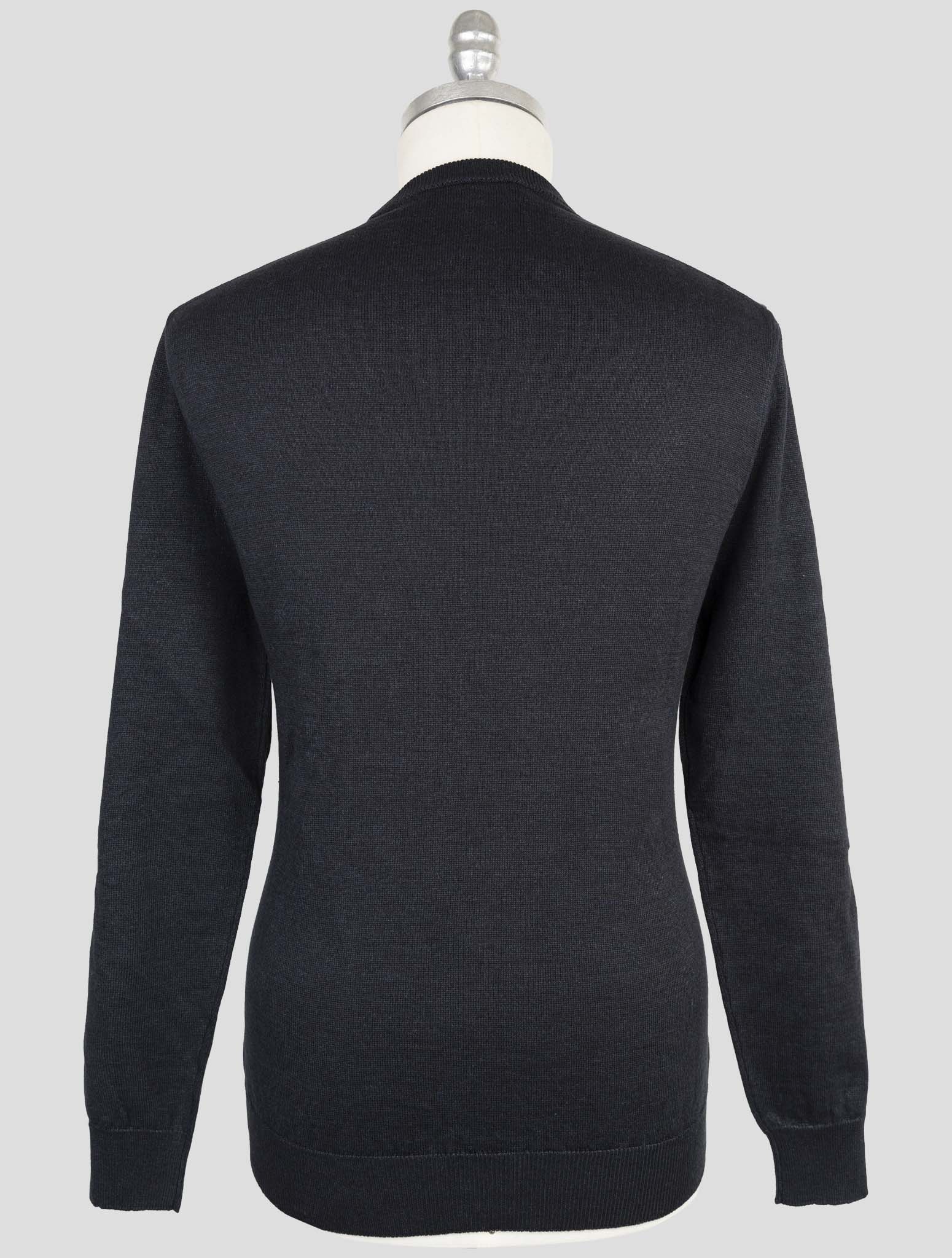 Kiton Knt Blue Linen Cotton Sweater Crewneck