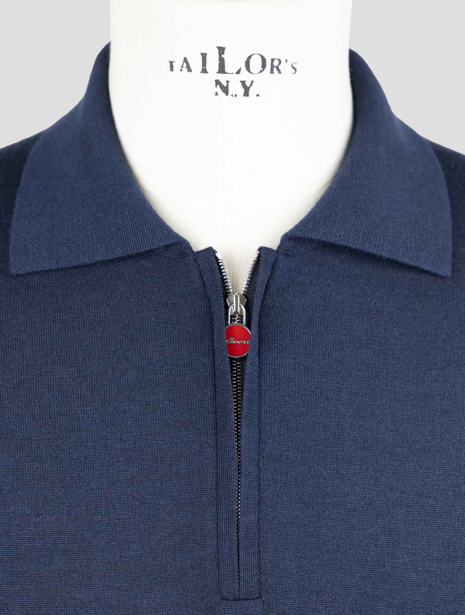 Kiton Blue Cashmere Silk Sweater Polo