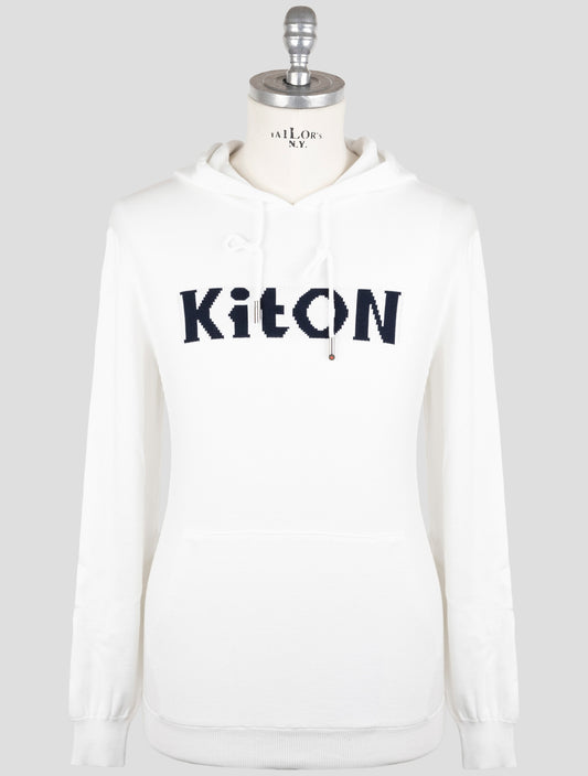 Kiton White Cotton Sweater Hoodie