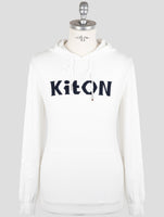 Kiton White Cotton Sweater Hoodie