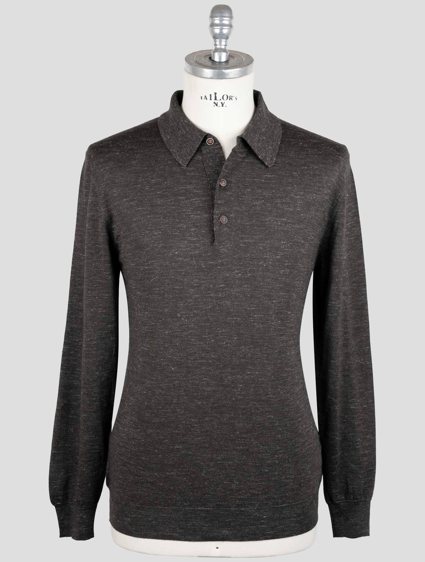 Kiton Brown Silk Cashmere Linen Sweater Polo