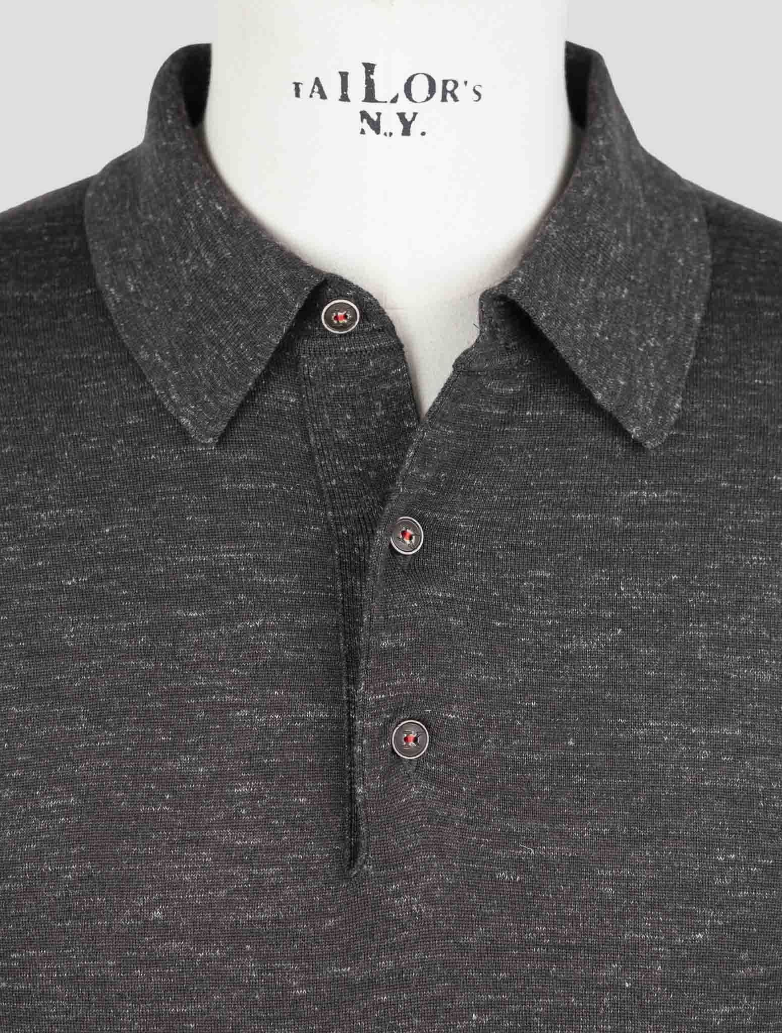 Kiton Brown Silk Cashmere Linen Sweater Polo