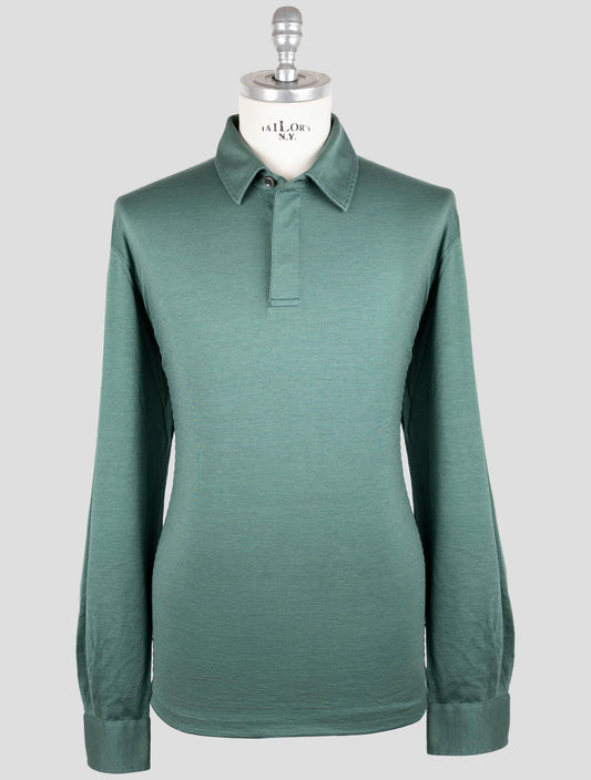 Kiton Green SilK Cotton Sweater Polo