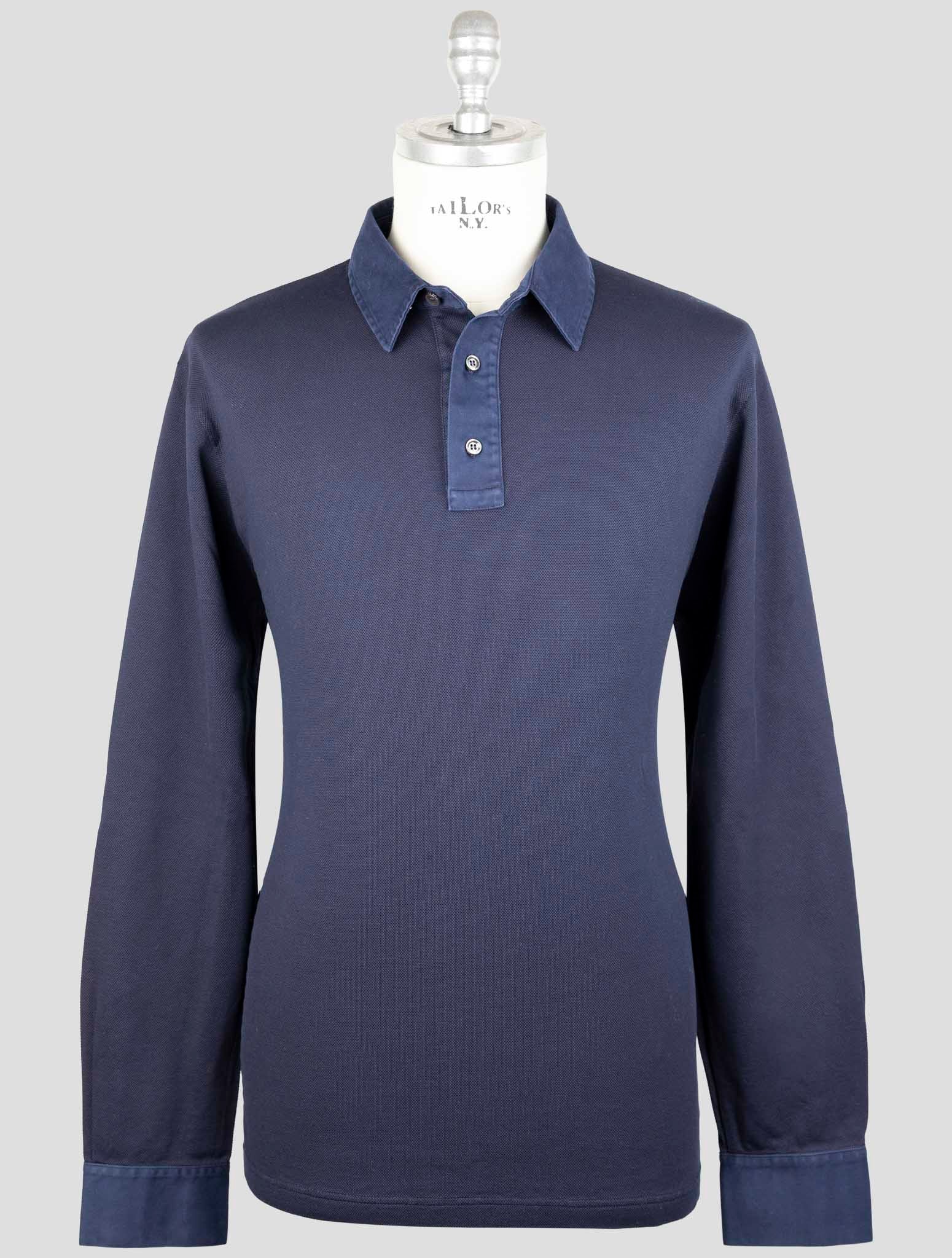 Kiton Blue Cotton Ea Sweater Polo
