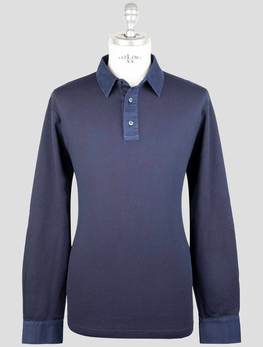 Kiton Blue Cotton Ea Sweater Polo