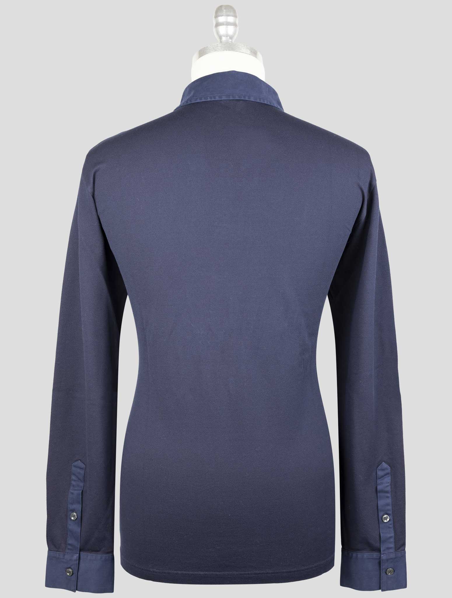 Kiton Blue Cotton Ea Sweater Polo