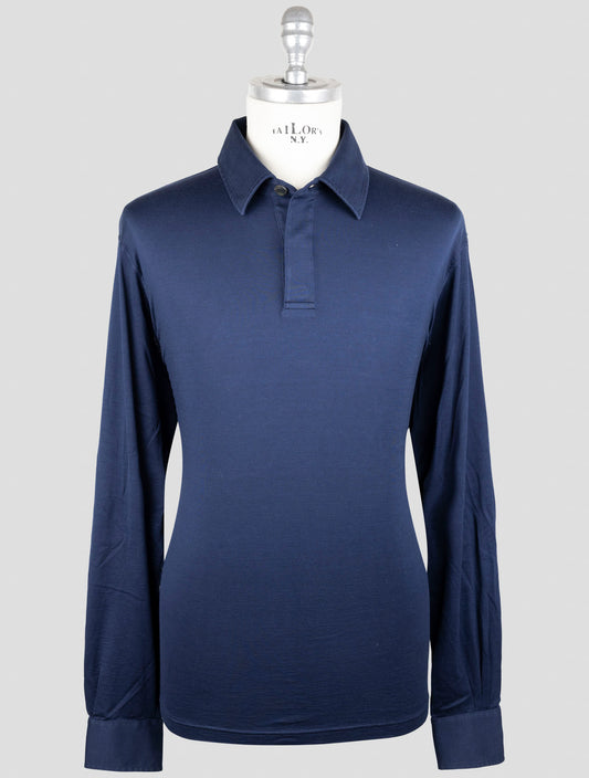 Kiton Blue Silk Cotton Sweater Polo