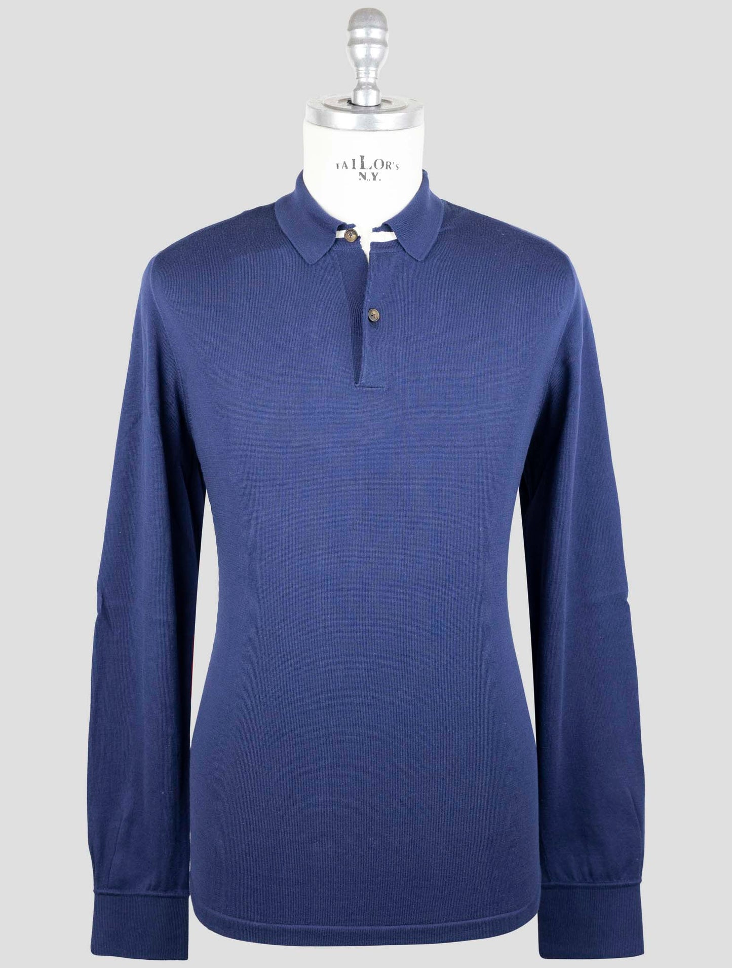 Kiton Blue Cotton Sweater Polo