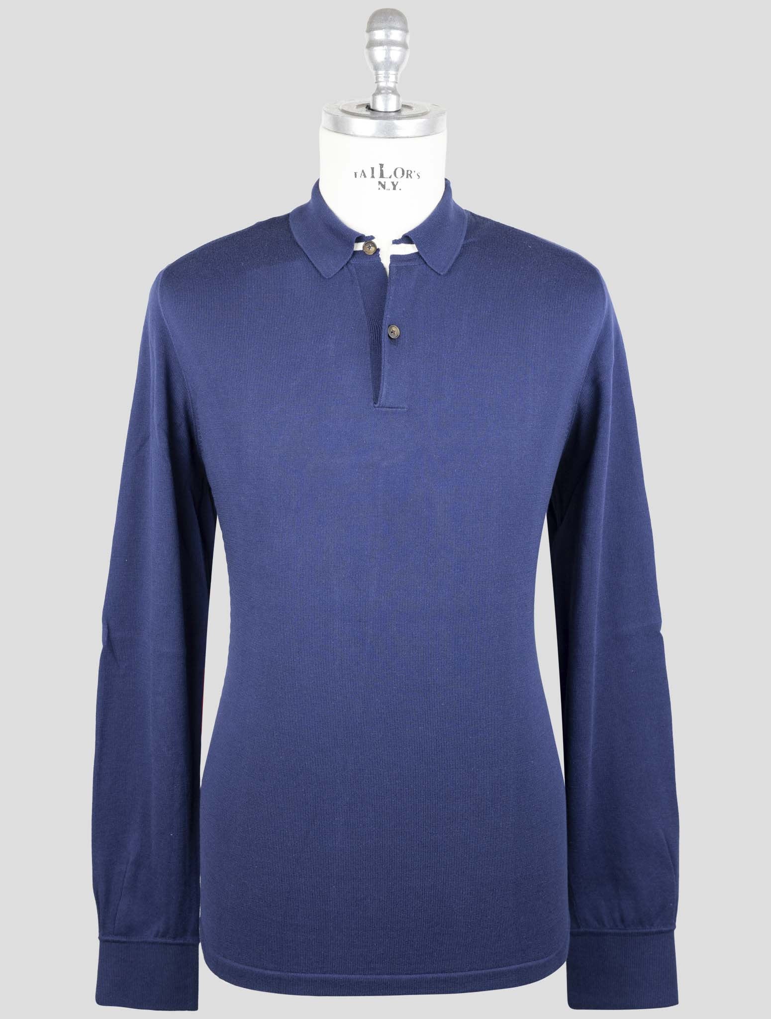 Kiton Blue Cotton Sweater Polo