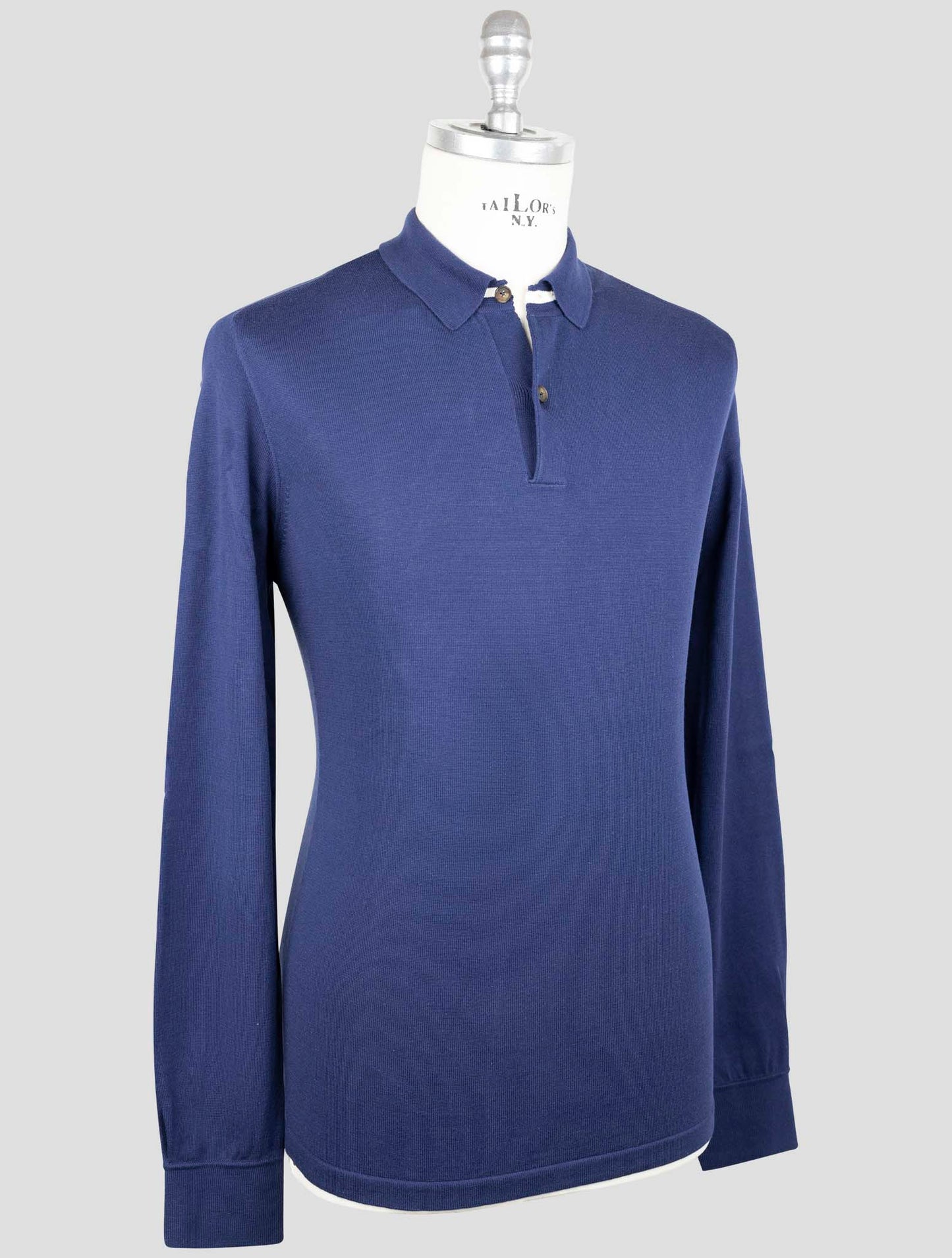 Kiton Blue Cotton Sweater Polo