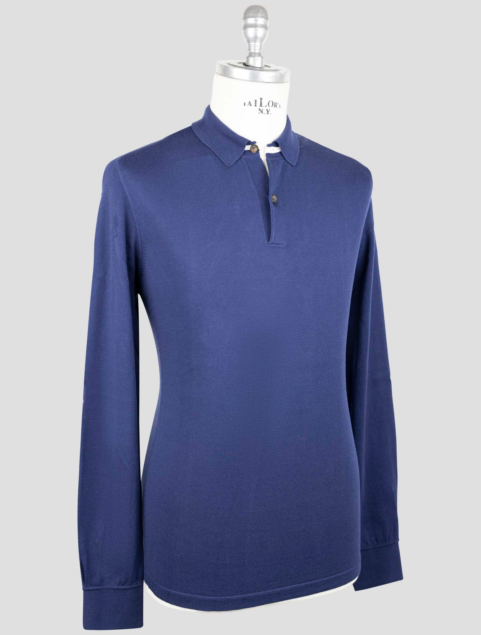 Kiton Blue Cotton Sweater Polo