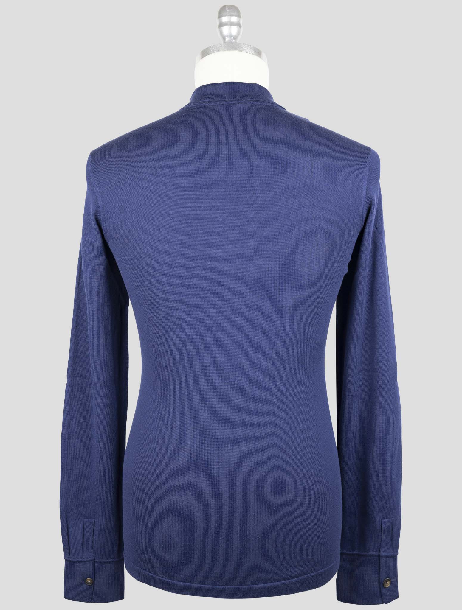 Kiton Blue Cotton Sweater Polo