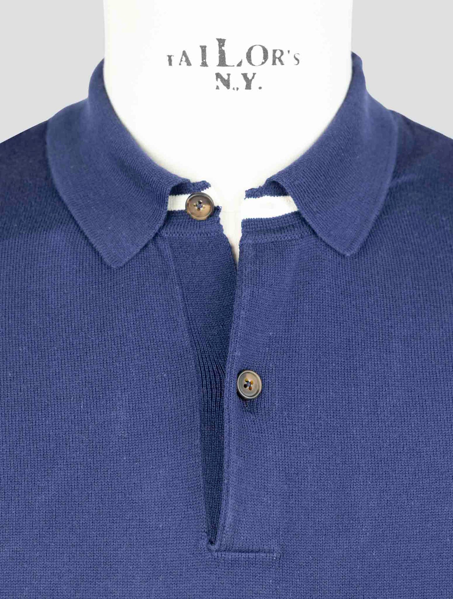Kiton Blue Cotton Sweater Polo