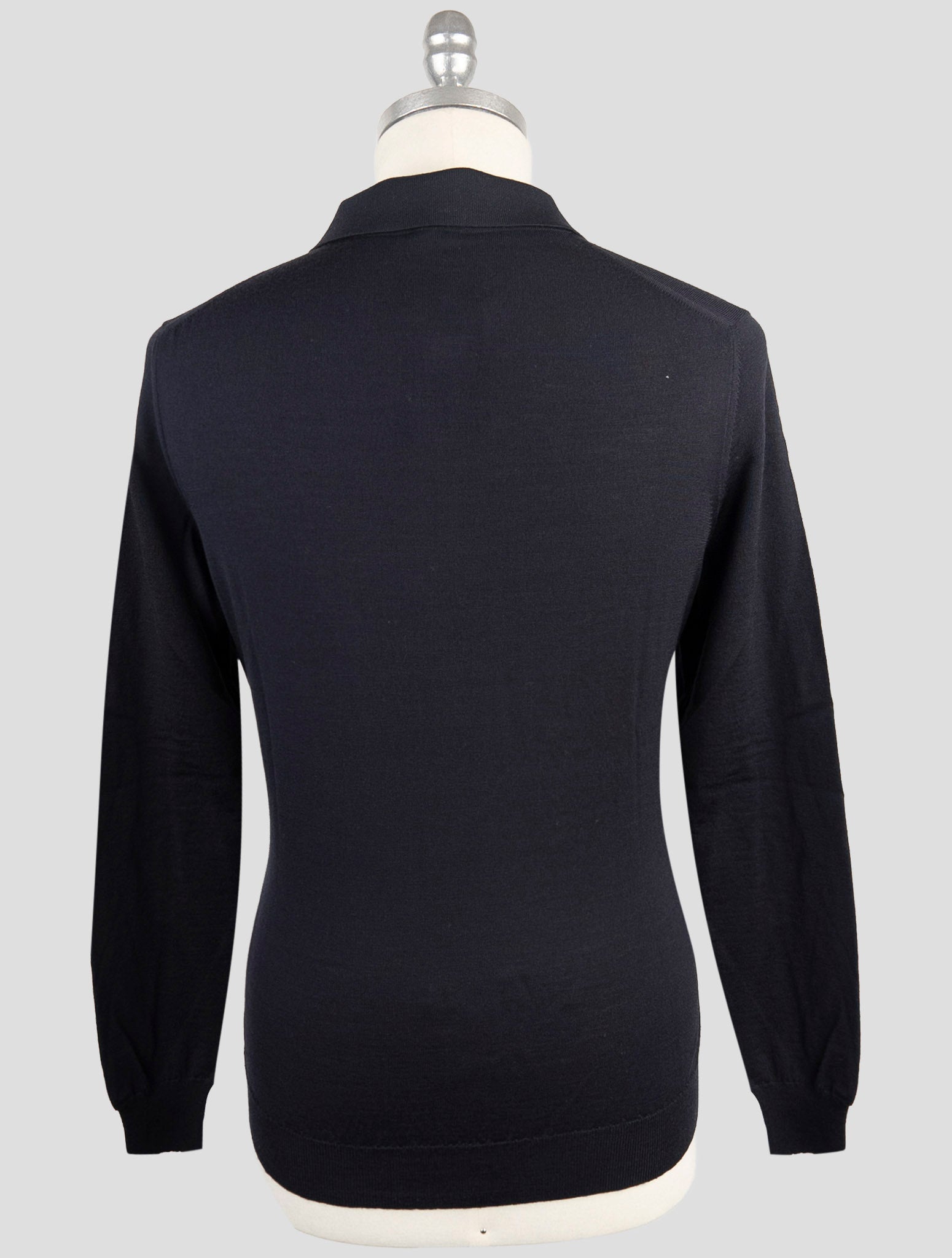 Kiton Black Wool Sweater Polo Half Zip