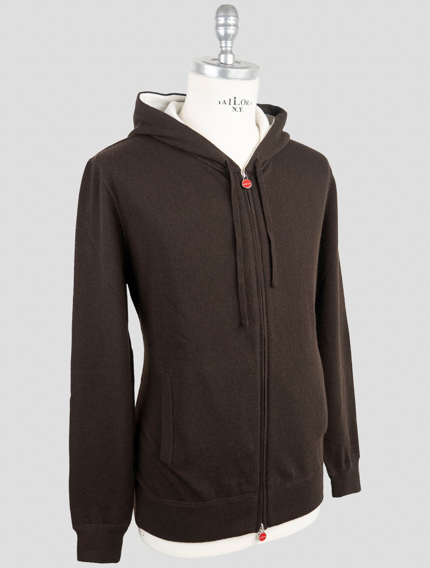 Kiton Brown Cashmere Sweater Full Zip Hoodie