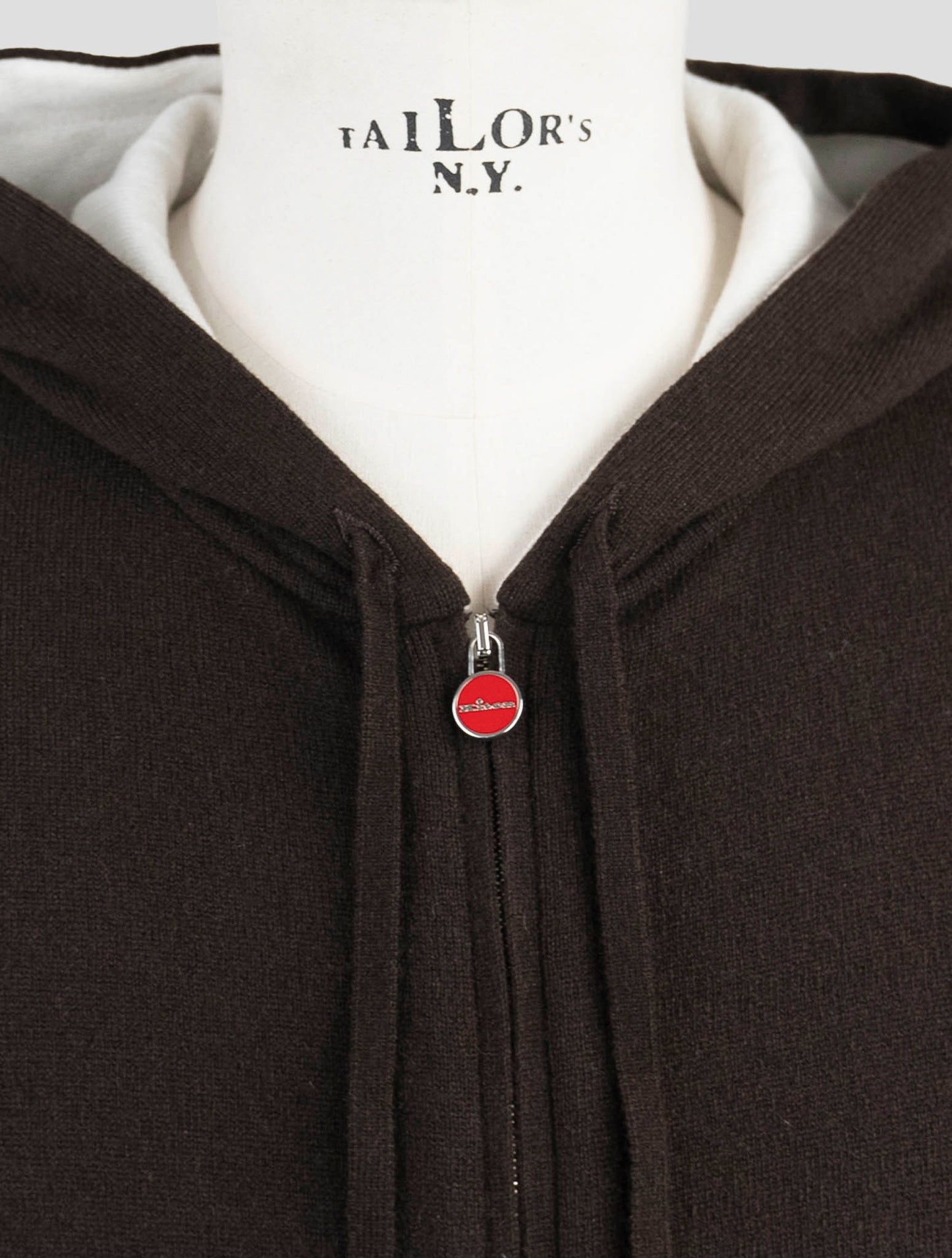 Kiton Brown Cashmere Sweater Full Zip Hoodie
