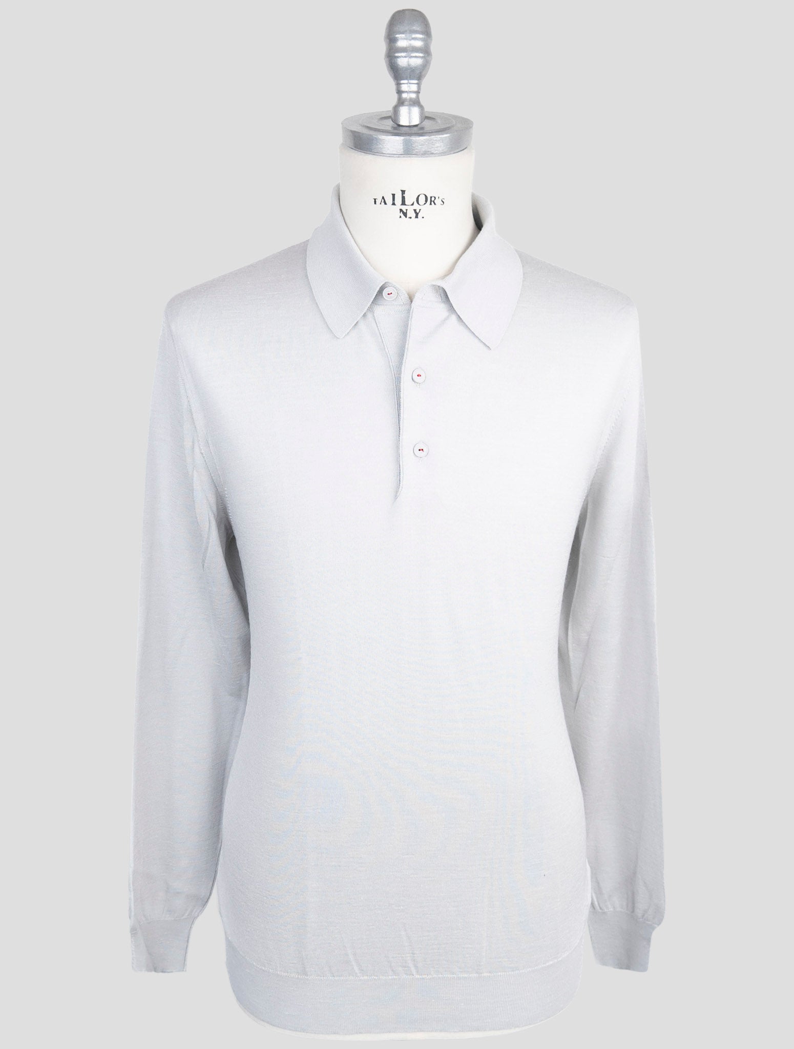 Kiton Gray Silk Cashmere Linen Sweater Polo