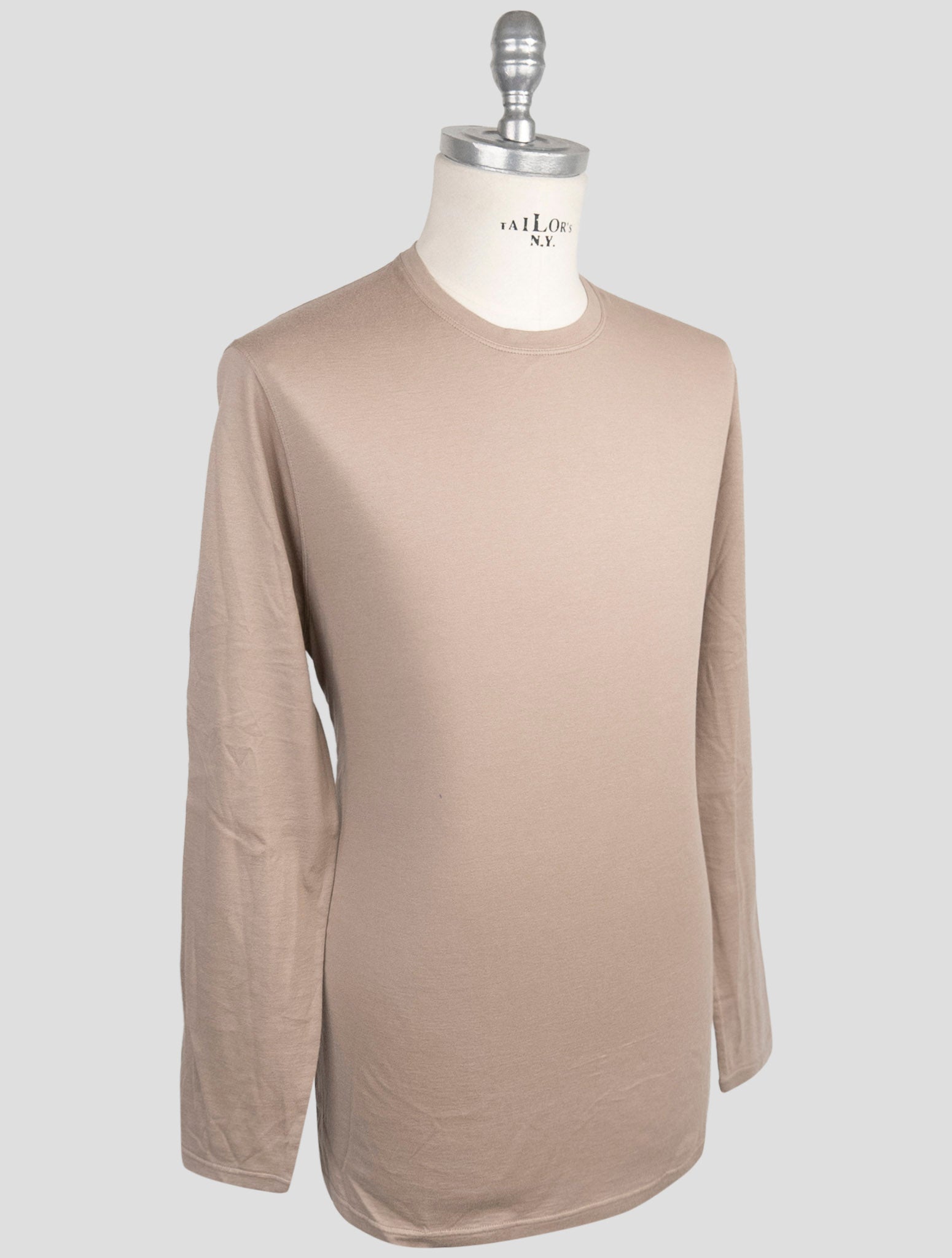 Kiton Brown Cotton Cashmere Sweater Crewneck