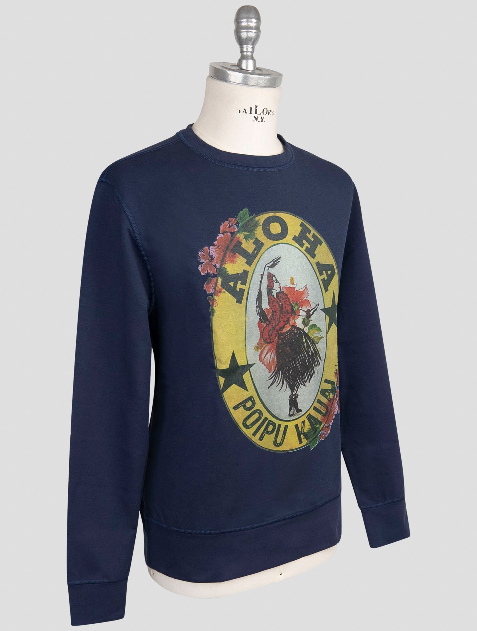 Kiton Blue Cotton Ea Sweater Hoodie
