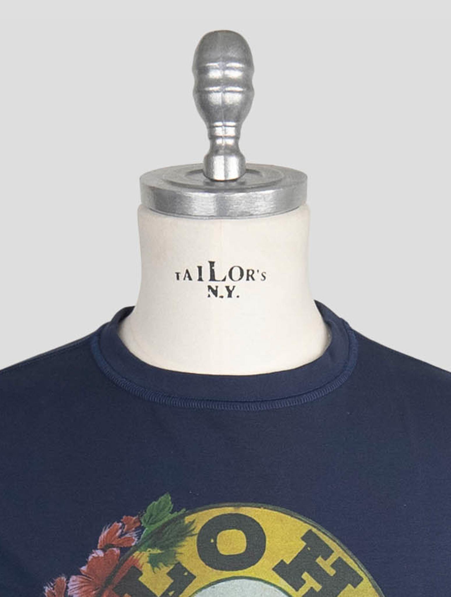 Kiton Blue Cotton Ea Sweater Hoodie