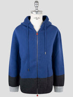 Kiton Blue Gray Wool Sweater Full Zip Hoodie