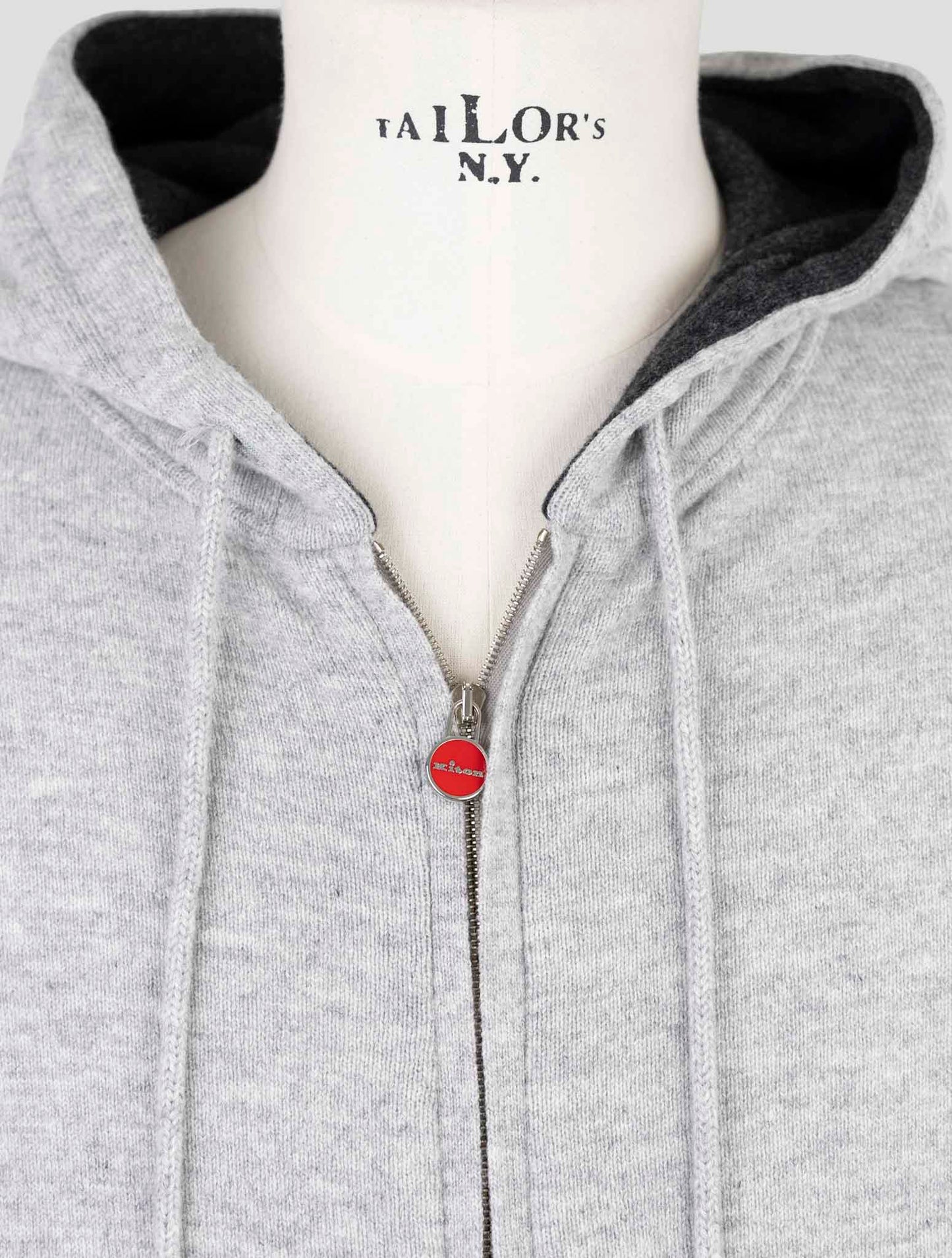 Kiton Gray Wool Sweater Full Zip Hoodie