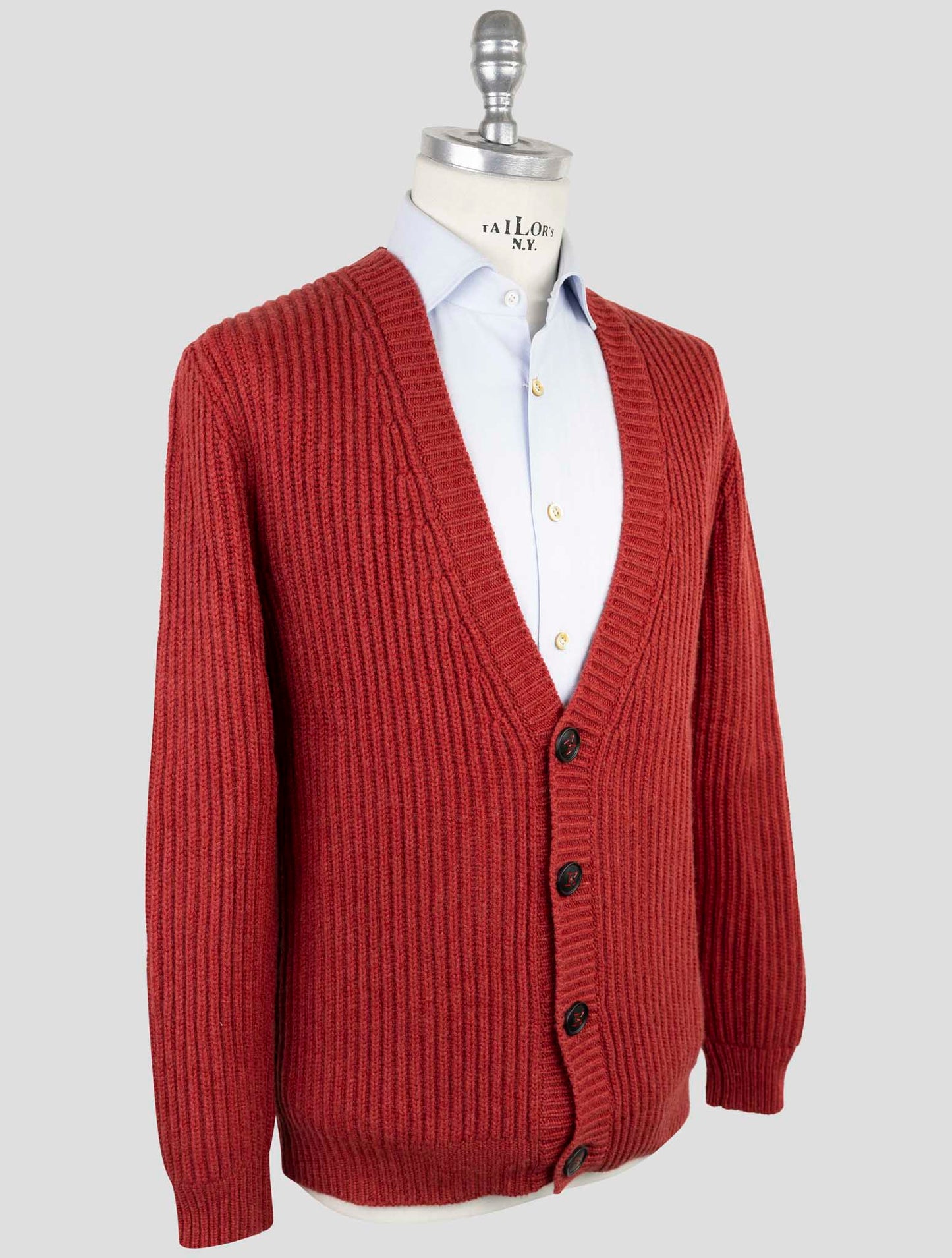 Kiton Red Cashmere Sweater Cardigan