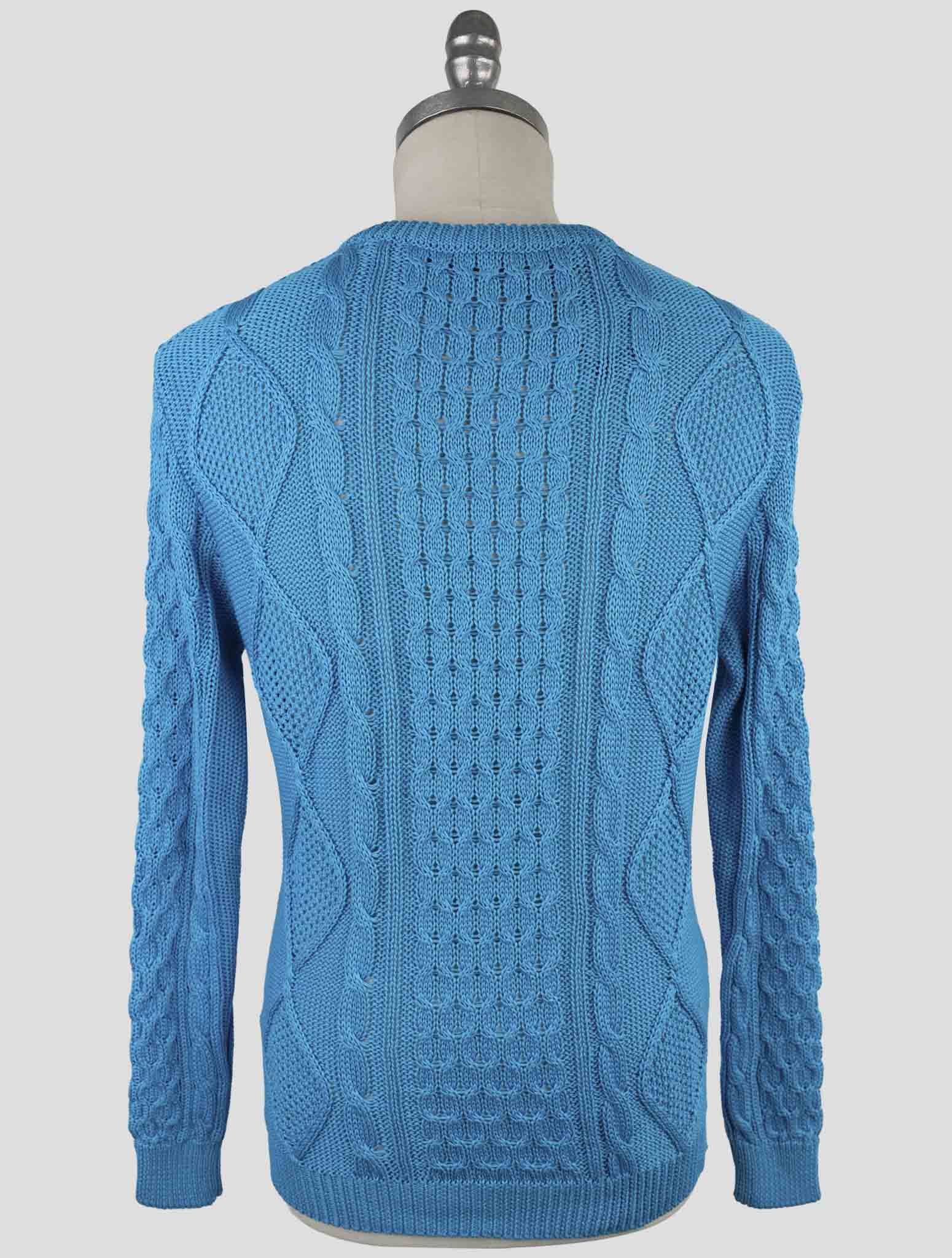 Kiton Light Blue Cotton Sweater Crewneck