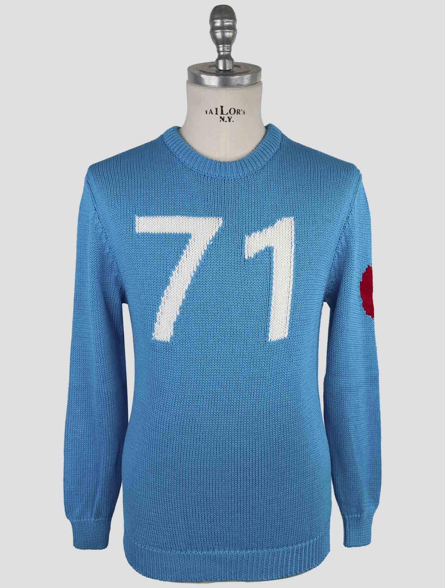 Kiton Light Blue Cotton Sweater Crewneck