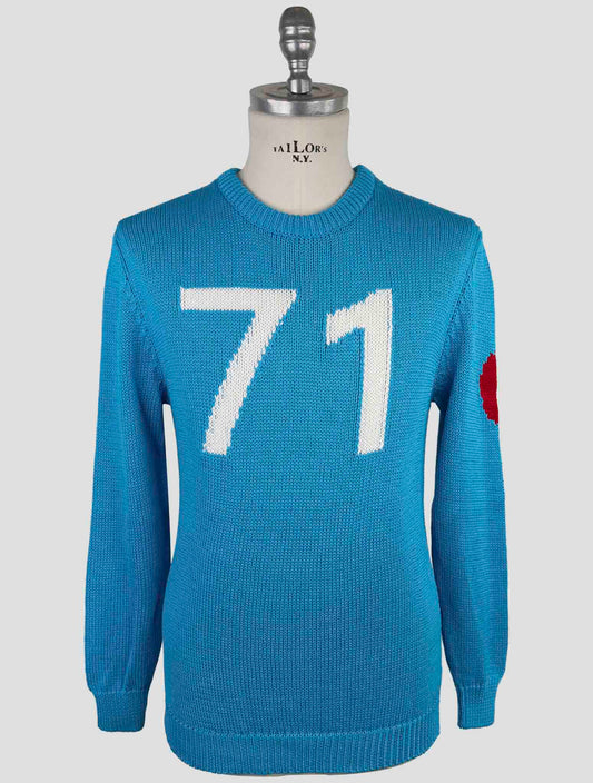 Kiton Light Blue Cotton Sweater Crewneck
