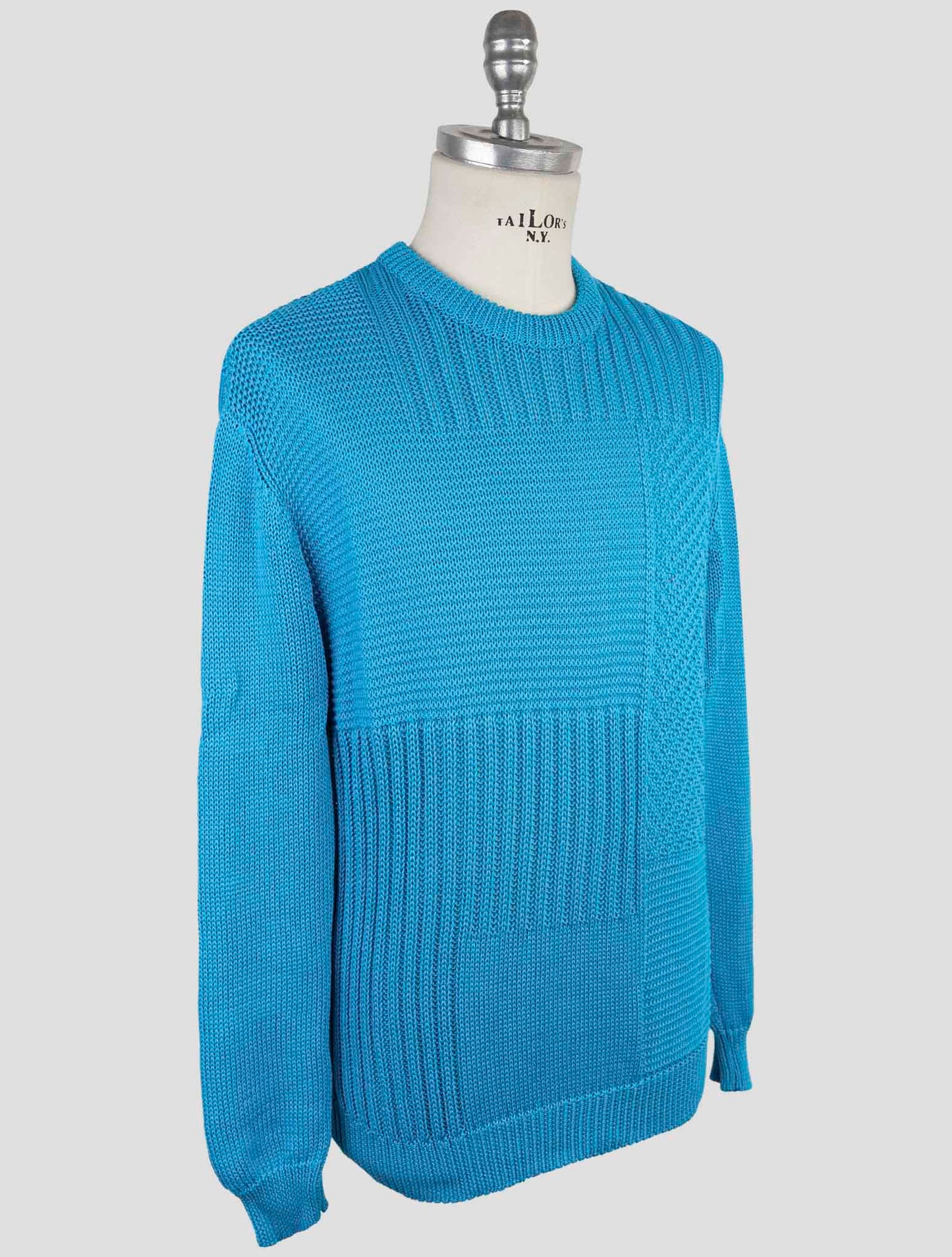 Kiton Light Blue Cotton Sweater Crewneck