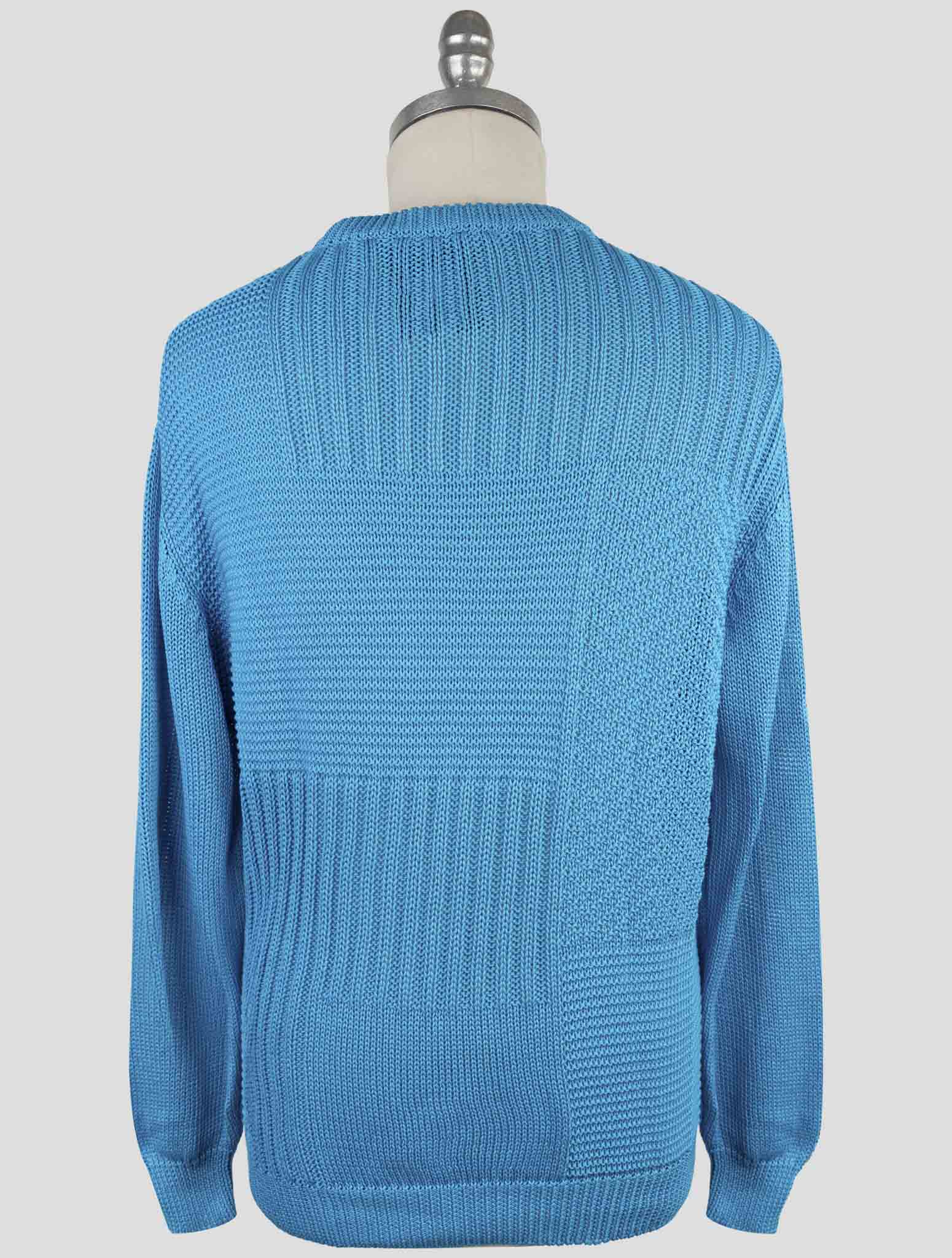 Kiton Light Blue Cotton Sweater Crewneck