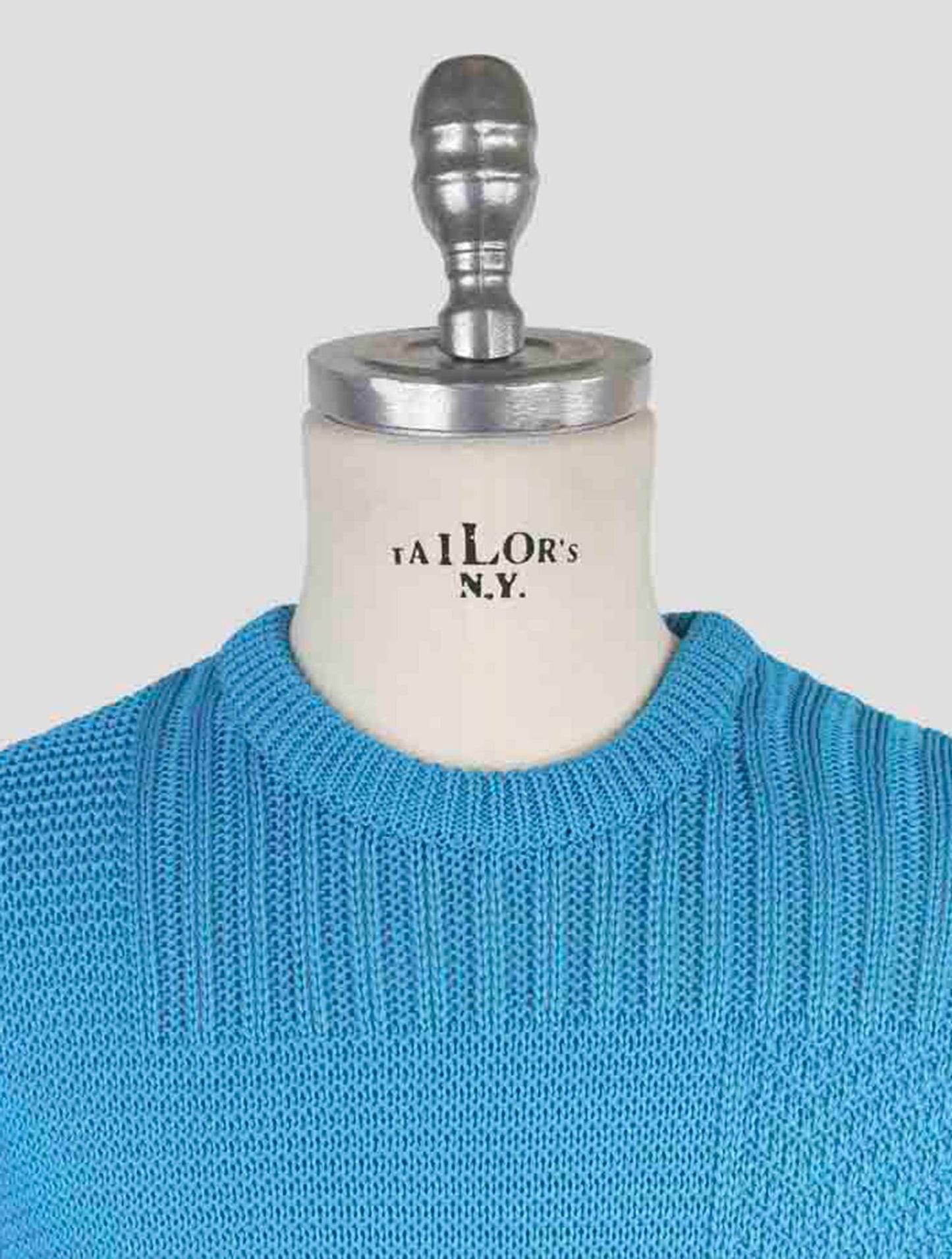 Kiton Light Blue Cotton Sweater Crewneck