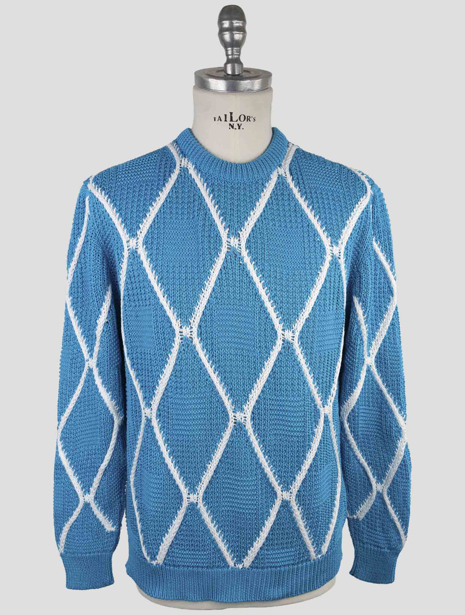 Kiton Light Blue Cotton Sweater Crewneck