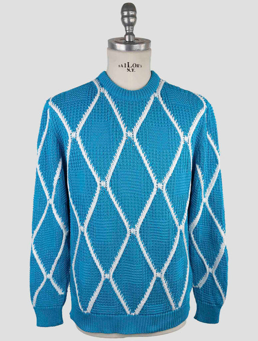 Kiton Light Blue Cotton Sweater Crewneck