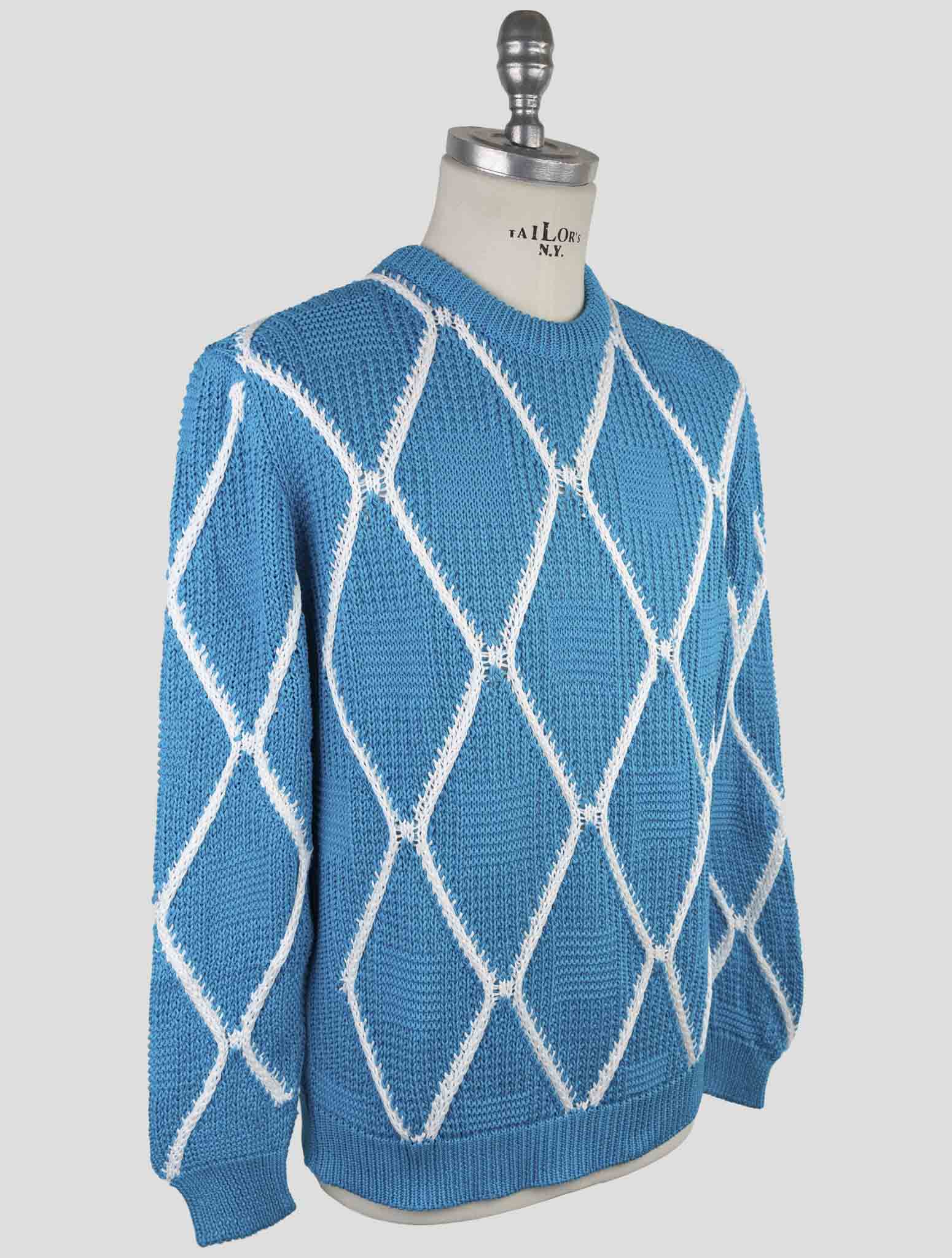 Kiton Light Blue Cotton Sweater Crewneck