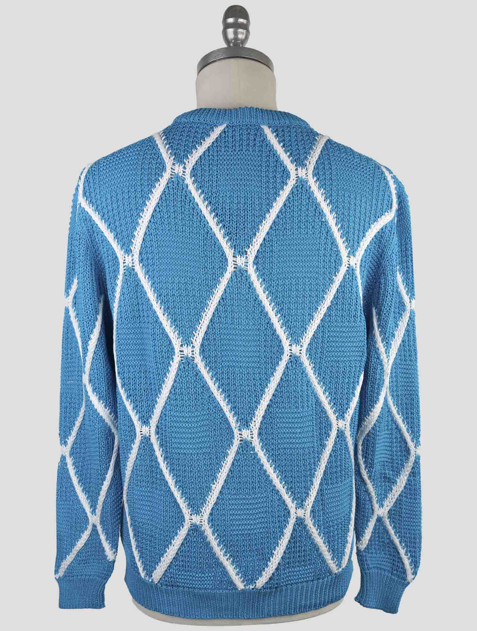 Kiton Light Blue Cotton Sweater Crewneck