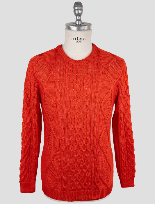 Kiton Red Cotton Sweater Crewneck