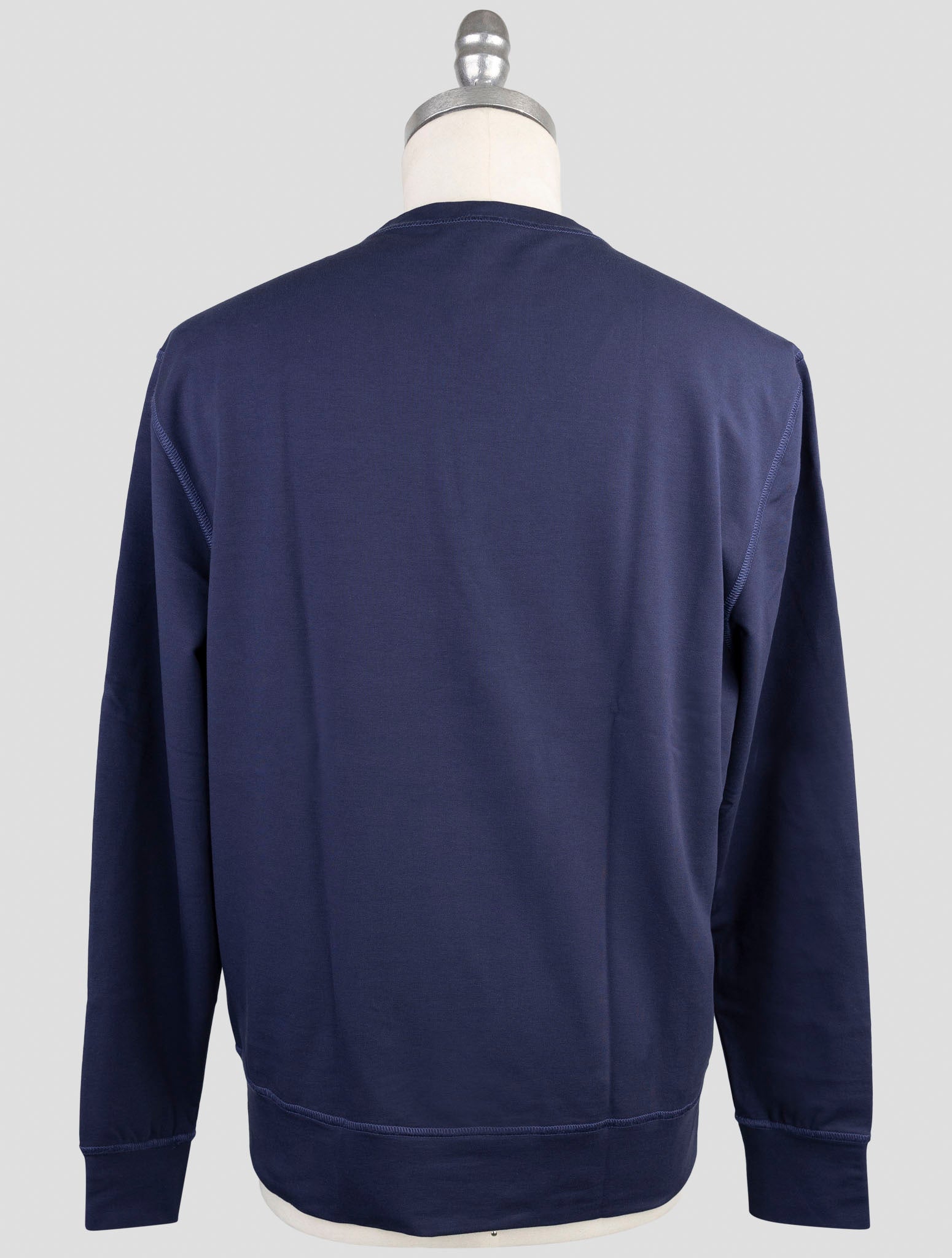 Kiton Blue Cotton Ea Sweater Crewneck