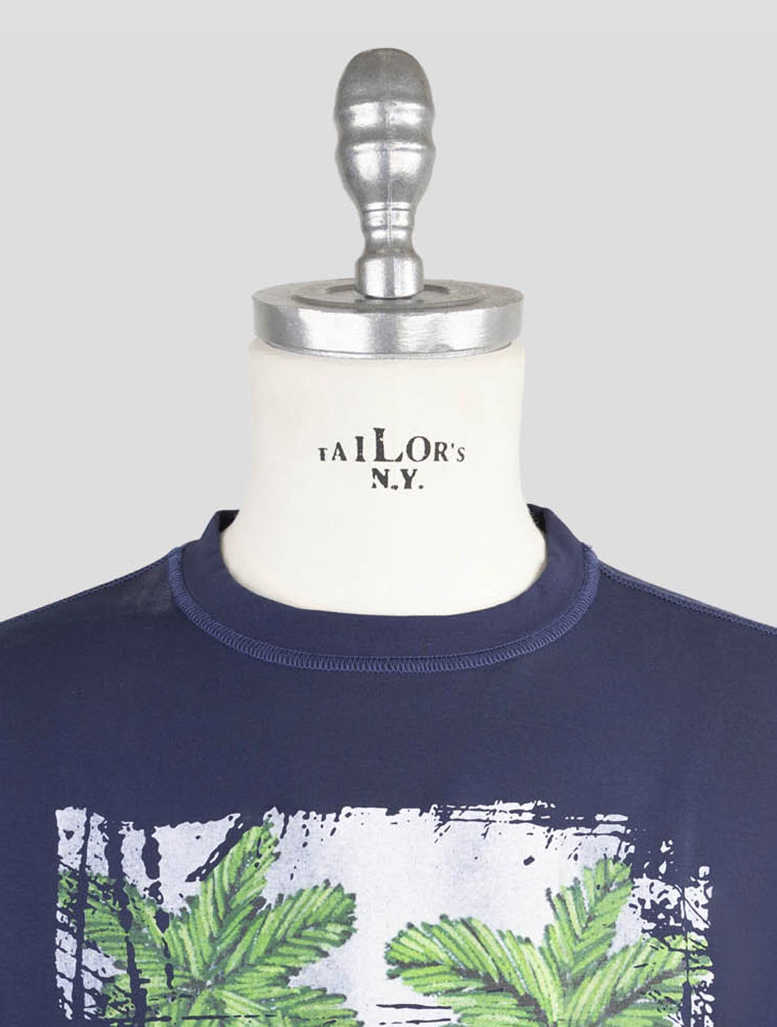 Kiton Blue Cotton Ea Sweater Crewneck