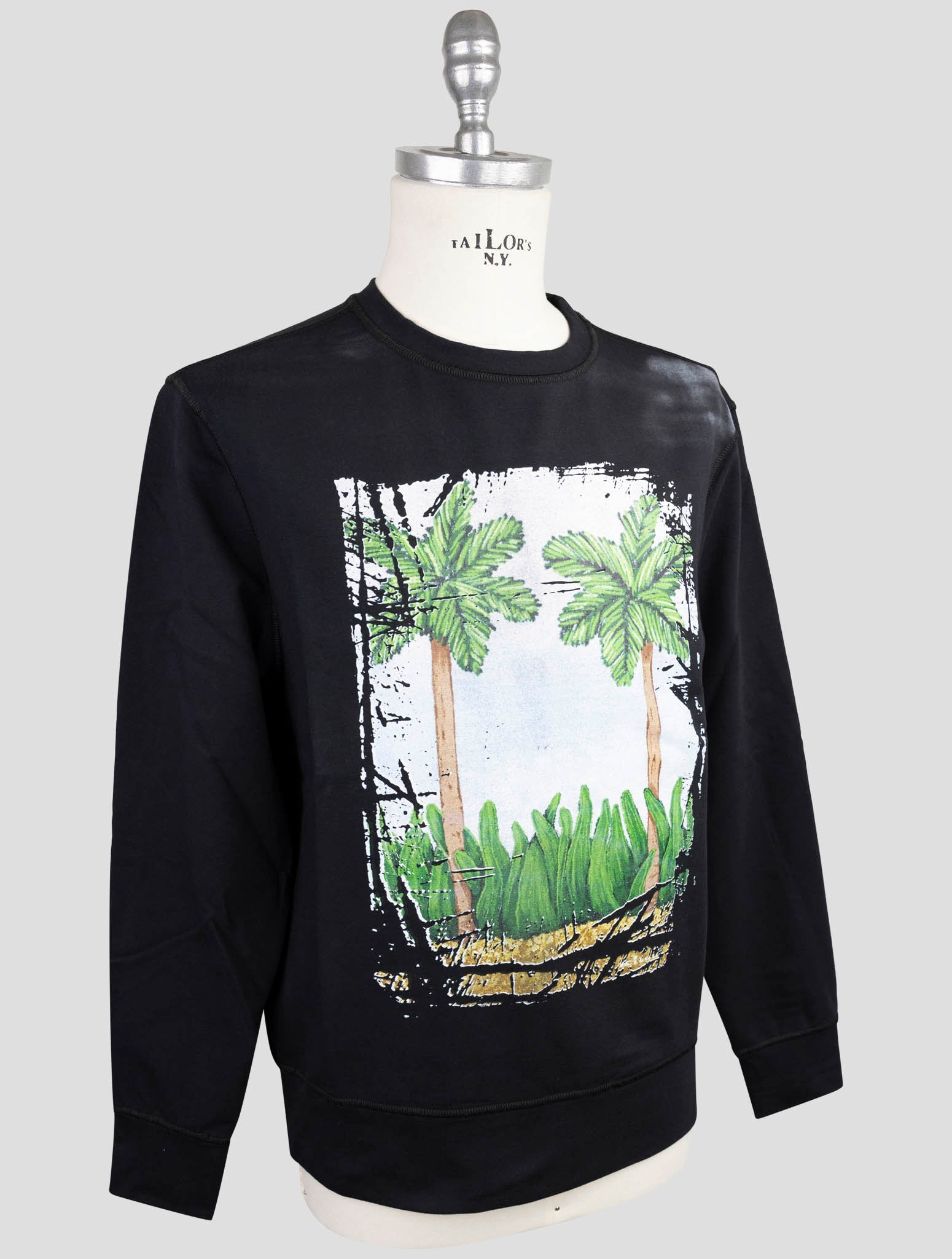 Kiton Blue Cotton Ea Sweater Crewneck