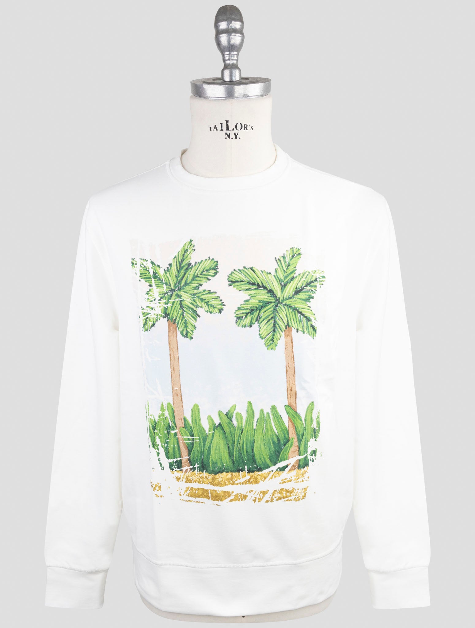 Kiton White Cotton Ea Sweater Crewneck