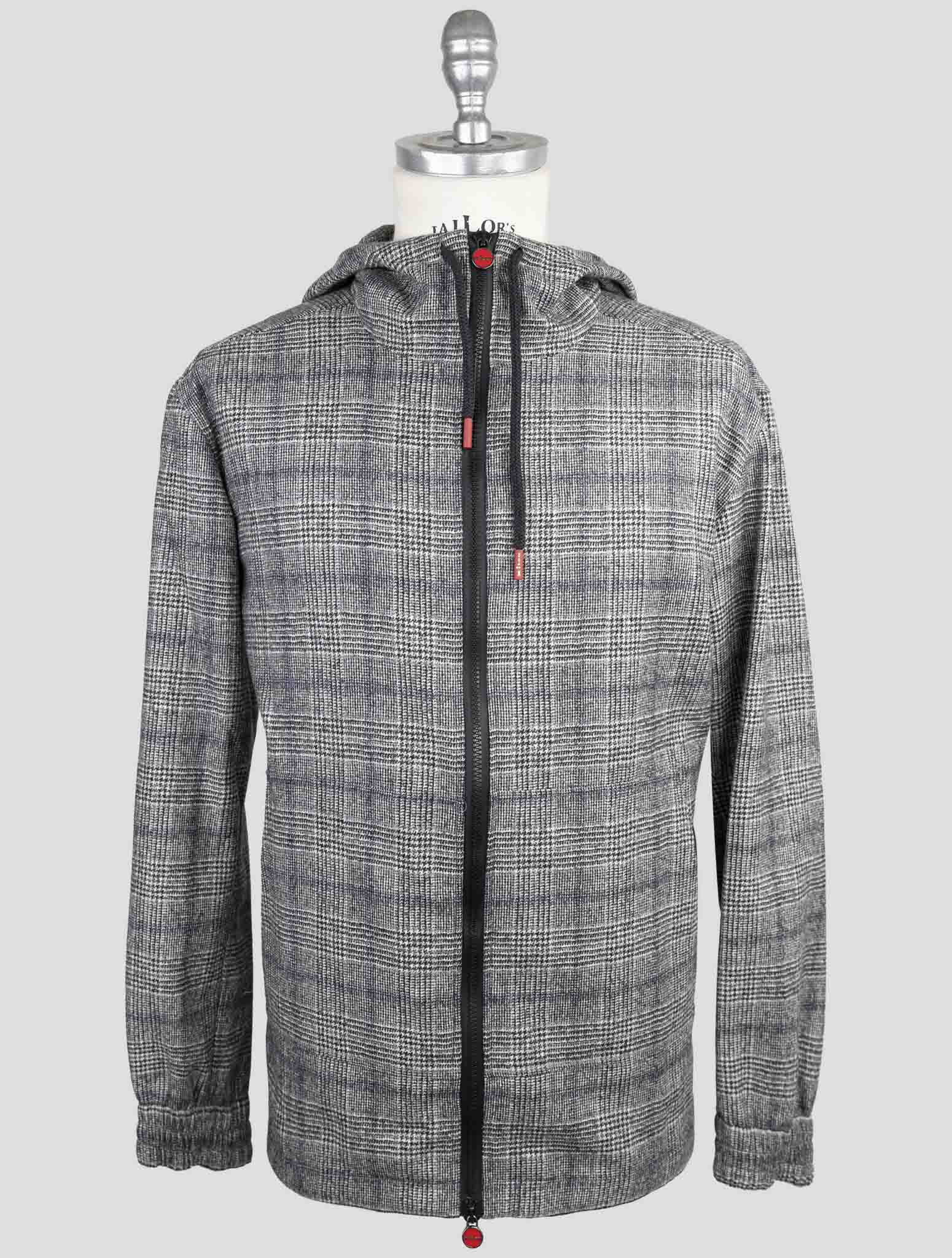 Kiton Gray Virgin Wool Sweater Full Zip Hoodie