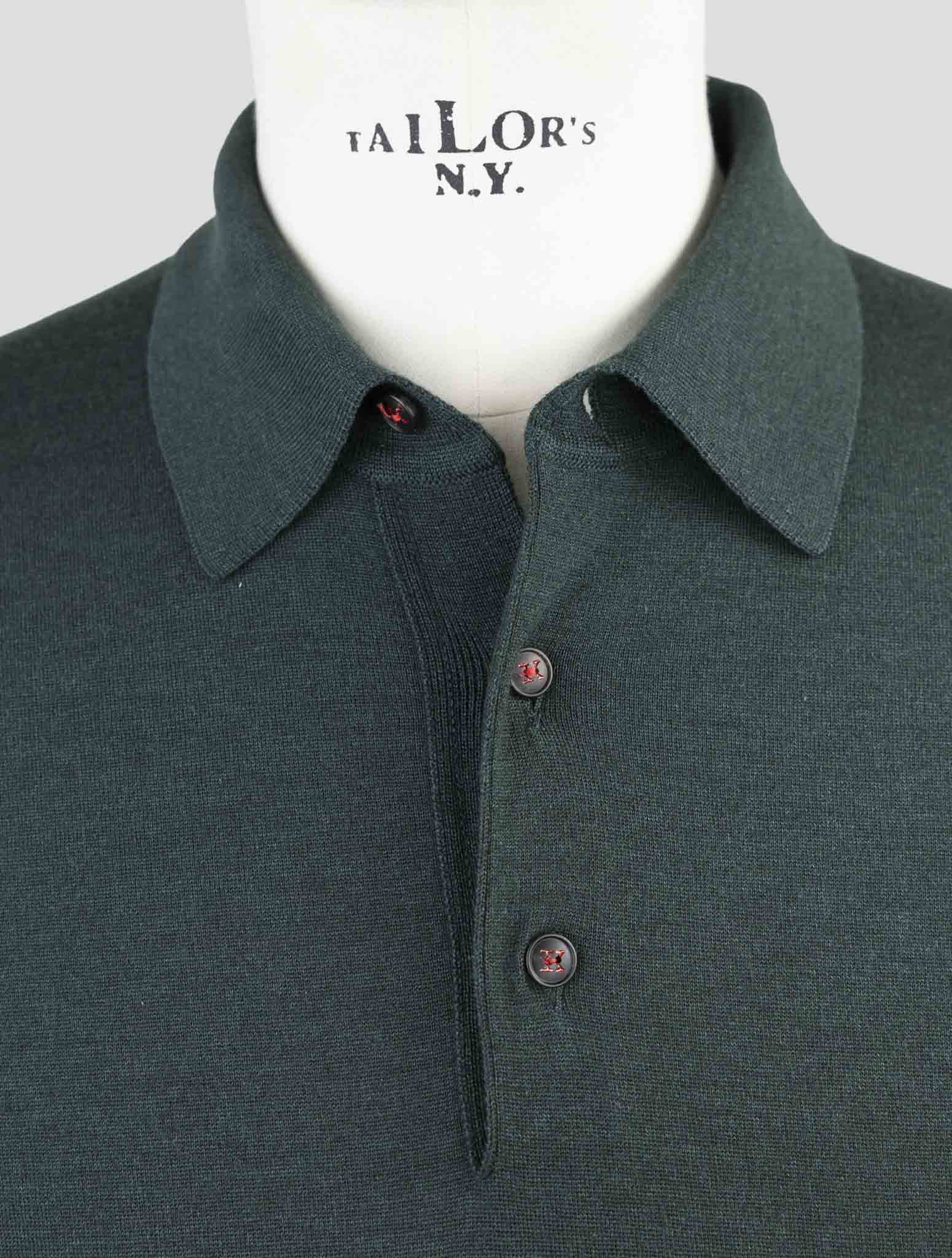 Kiton Green Cashmere Silk Sweater Polo